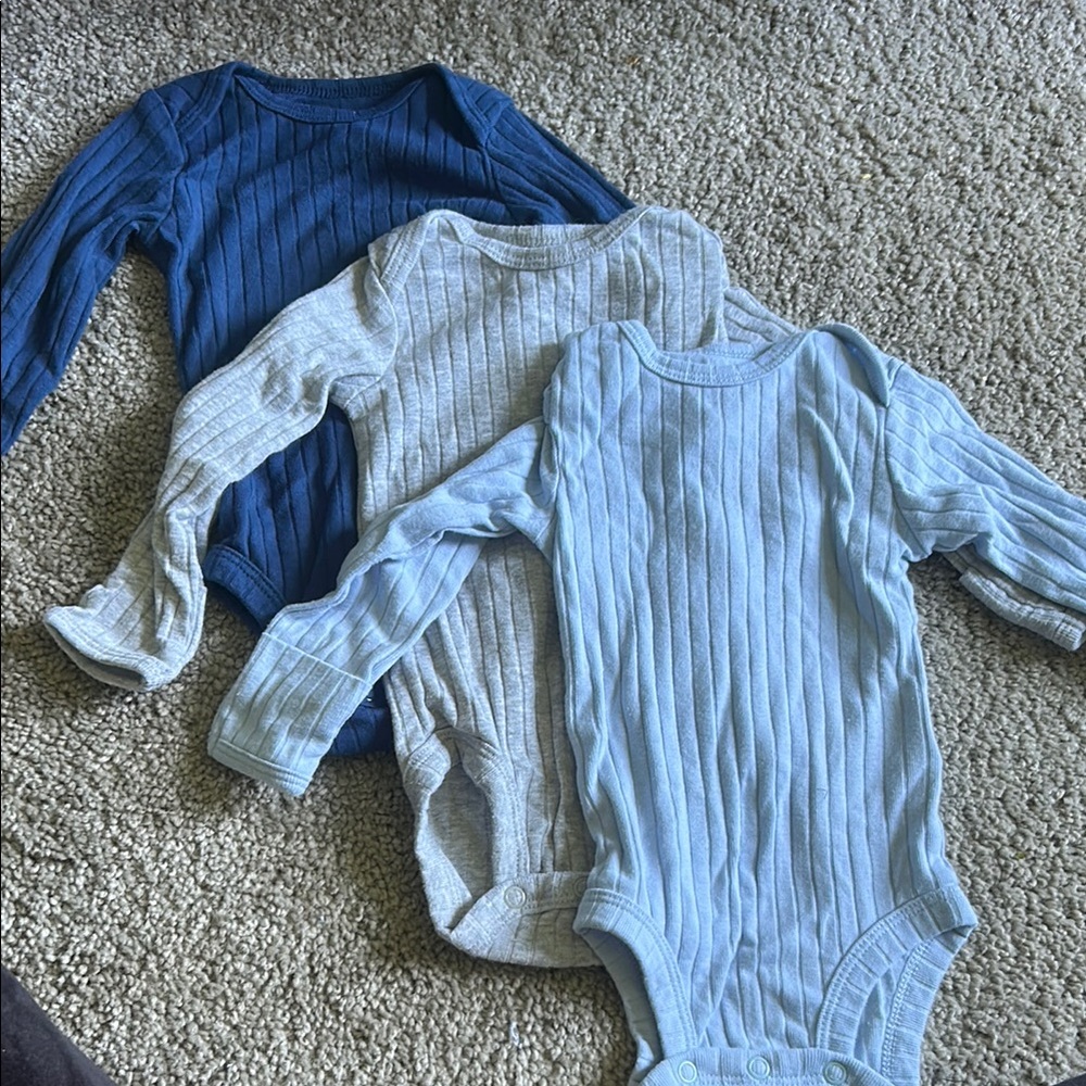 Cozy Kids Ribbed One Piece Set - Blue, Gray, Light Blue